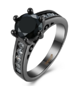 Ring zwarte steen zirkonia model 105