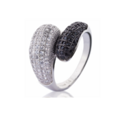 Ring 925 zilver abstract zwart transparant zirkonia&#039;s model 154729