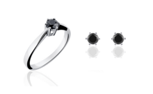 SET | ring 925 zilver + oorstekers zwart swarovski &reg; zirkonia model 127