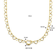 Halsketting gold plated met hartjes schakels model JW