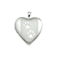 Halsketting 925 zilver met medaillon hart hondenpootjes model IJ