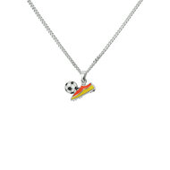 Kinder halsketting 925 zilver emaille voetbalschoen &amp; voetbal model DQ