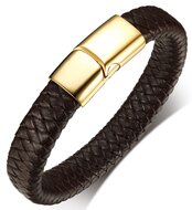 Leren armband bruin &amp; sluiting goud