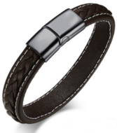 Leren armband bruin &amp; sluiting zwart