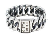 Zilveren ambachtelijke CITTA VITHI Buddha ring model 166