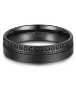 Trouwringen Zwart Titanium model 1102 | Ring met zwarte zirkonia steentjes