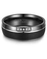 Trouwringen Zwart Titanium model 1070 | Ring met zirkonia steentjes