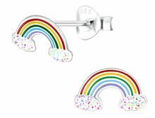 Kinder oorbellen 925 zilver emaille regenboog