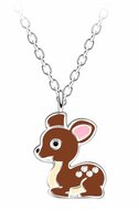 Kinder halsketting 925 zilver emaille bambi