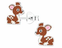 Kinder oorbellen 925 zilver emaille bambi