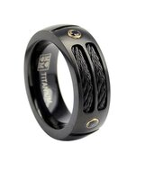 Ring zwart titanium staaldraad zwarte zirkonia model 59