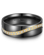 Trouwringen Zwart Titanium model 1032 | Ring met zirkonia steentjes